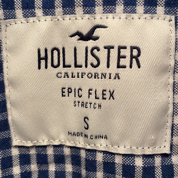Mens HOLLISTER CALIFORNIA EPIC FLEX STRETCH, long sleeve shirt SZ S blue check - Picture 2 of 4